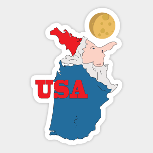 A funny map of the USA Sticker